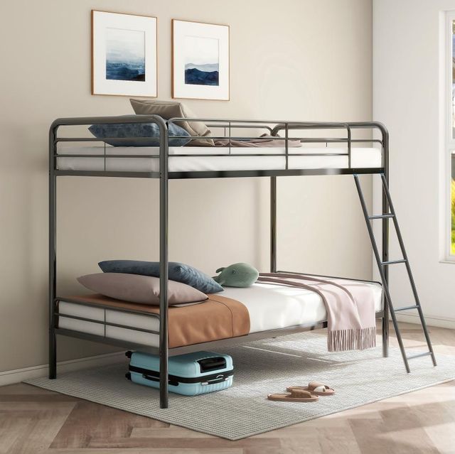 Coaster® Carson Glossy Black Metal Twin Over Twin Bunk Bed-0
