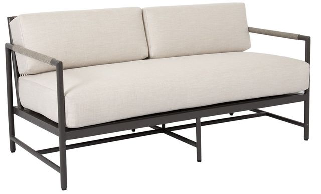 Sunset West Pietra Stone Gray Aluminum/Olefin Rope Outdoor Loveseat with Echo Ash Cushion-0