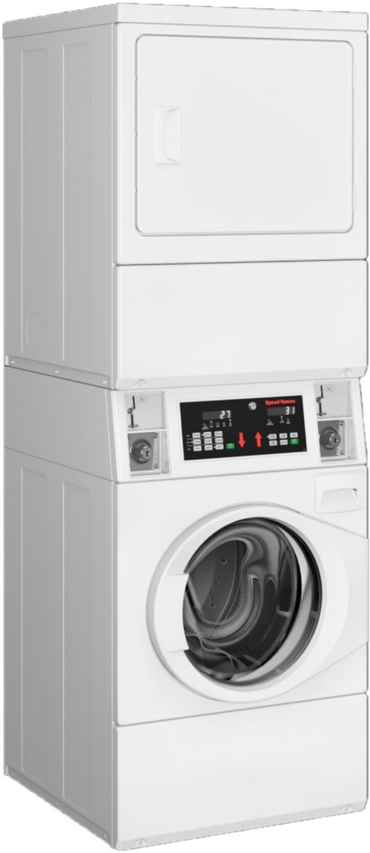 Speed Queen® Commercial 3.42 Cu. Ft. Washer, 7.0 Cu. Ft. Dryer White Electric Stack Laundry-2