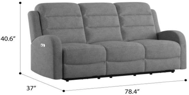 Emerald Home Harvey Gray Power Reclining Sofa with Power Headrest-2