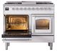 Ilve® Nostalgie II Noblesse 40'' White Pro Style Dual Fuel Range with Chrome Trim-3