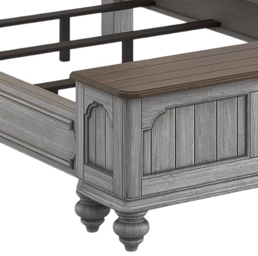 Flexsteel® Plymouth® Distressed Graywash Queen Storage Bed-3