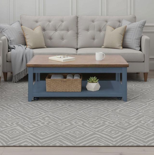 Legends Home Ithaca Bourbon Coffee Table with Blue Denim Base-1
