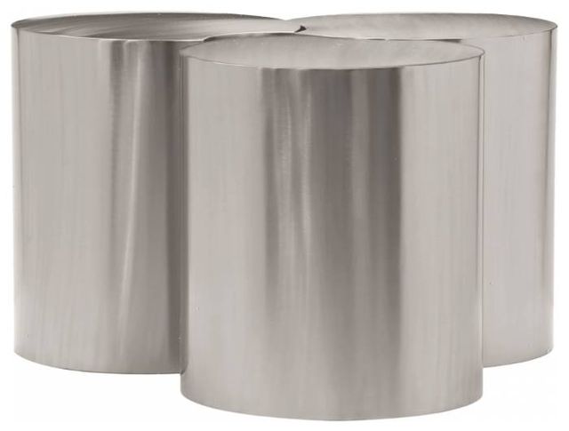 Meridian Furniture Dimple 3-Piece Silver 18" Modular Nesting Coffee Table Set-1