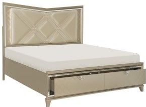 Mazin Furniture Bijou Champagne Eastern King Platform Bed-2