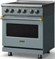 Viking® 5 Series 30" Novembery Sky Pro Style Electric Range with Brushed Brass Trim-2