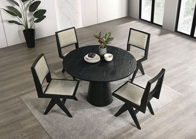Furniture of America® Tottenham 5-Piece Black Round Dining Table Set-2