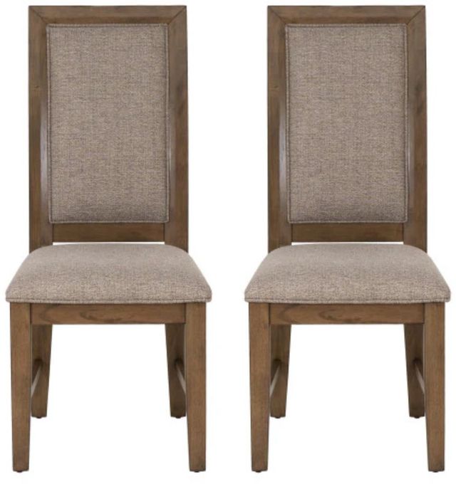 Powell® Cadeau 2-Piece Beige/Walnut Dining Side Chair Set-3