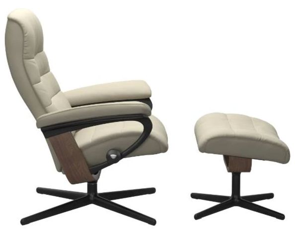 Stressless® by Ekornes® Customizable Opal Small Manual Recliner and Ottoman with Cross Base-1
