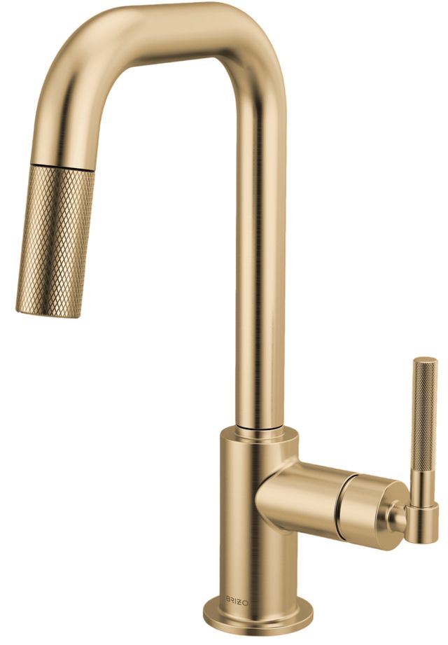 Brizo Litze® Brilliance® Luxe Gold® Pull-Down Prep Faucet with Square Spout and Knurled Handle-0
