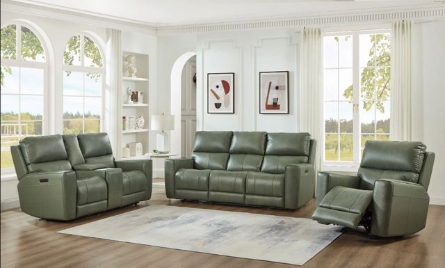 Leather Italia™ Laredo Sage Moss Power Reclining Loveseat-1
