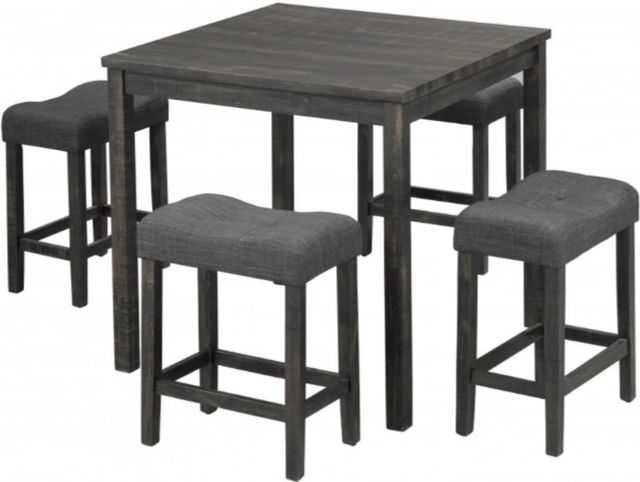 Brassex Inc. 5-Piece Dark Grey Counter Height Table and Stools Set-0