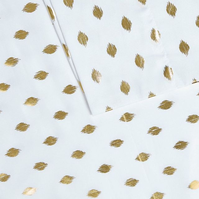 Olliix by Intelligent Design White/Gold Full Metallic Dot Printed Sheet Set-1