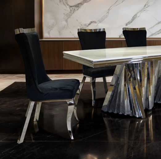 Furniture of America® Basilicata White Top Dining Table with Chrome Base-2
