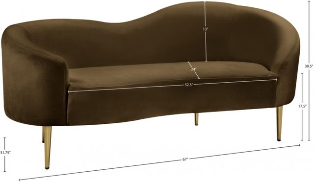 Meridian Furniture Ritz Brown Velvet Loveseat-3