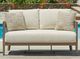 Signature Design by Ashley® Serene Bay Dark Brown/White Aluminum/Nuvella Outdoor Loveseat-5