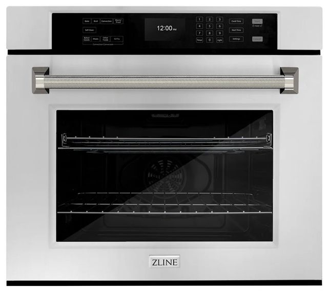 ZLINE Autograph Edition Professional 30" Stainless Steel True Convection Single Wall Oven with Air Fry and Self Clean with Polished Nickel Helix Handle -0