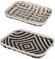 A & B Home 2-Piece Black/White Rectangular Woven Bamboo Tray Set-0