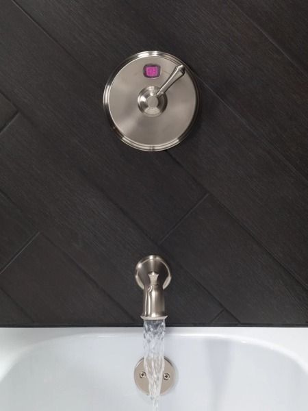 Delta Linden® Stainless Pull-Up Diverter Tub Spout-1
