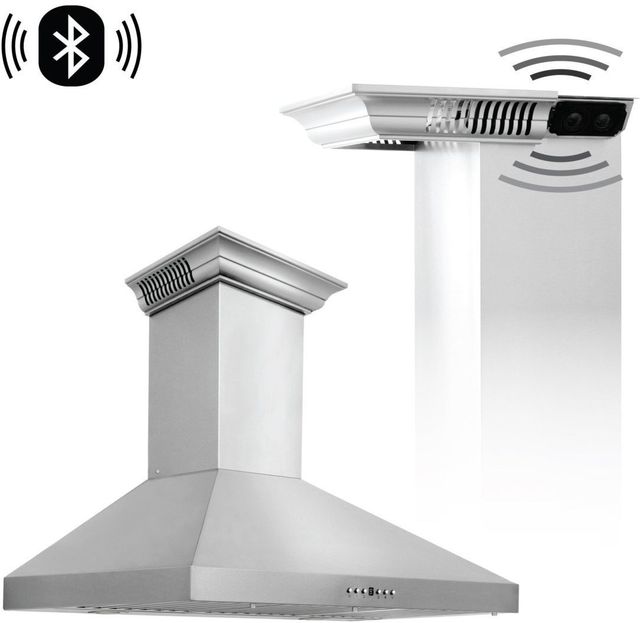 ZLINE 30" Stainless Steel Wall Mounted Range Hood with CrownSound® Bluetooth Speakers-3