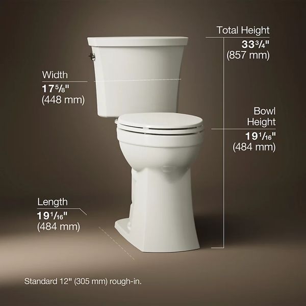 KOHLER® Kelston® Biscuit Tall 2-Piece Elongated Toilet, 1.28 Gpf-4