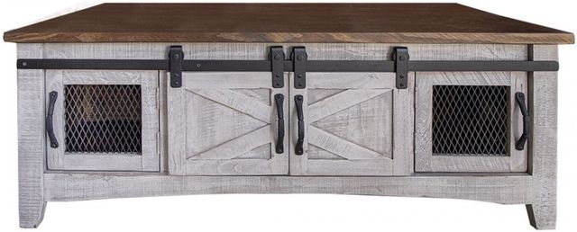 International Furniture Direct Pueblo Gray Cocktail Table with Brown Top-0