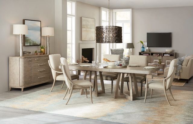 Hooker® Furniture Affinity Greige Sand Blasted Rectangular Pedestal Dining Table-1