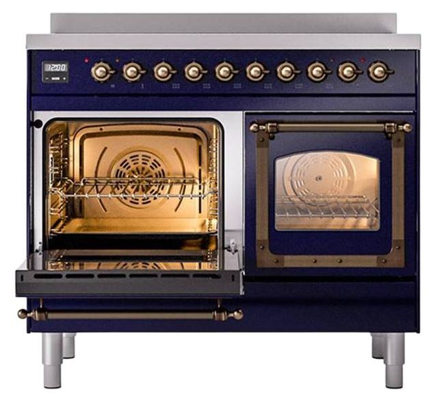 Ilve® Nostalgie II Noblesse 40'' Midnight Blue Pro Style Induction Range with Burnished Trim-3