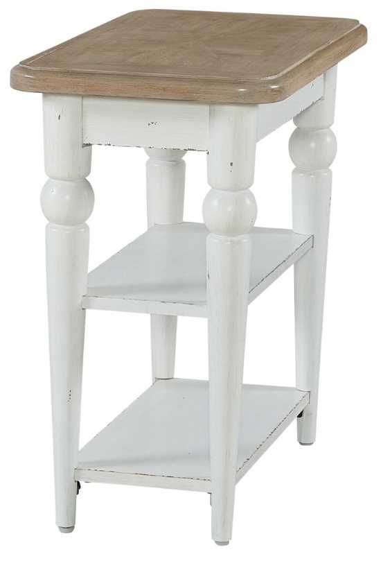 Liberty Furniture Turnberry Park Toasted Oat Chairside Table with Washed White Base-0