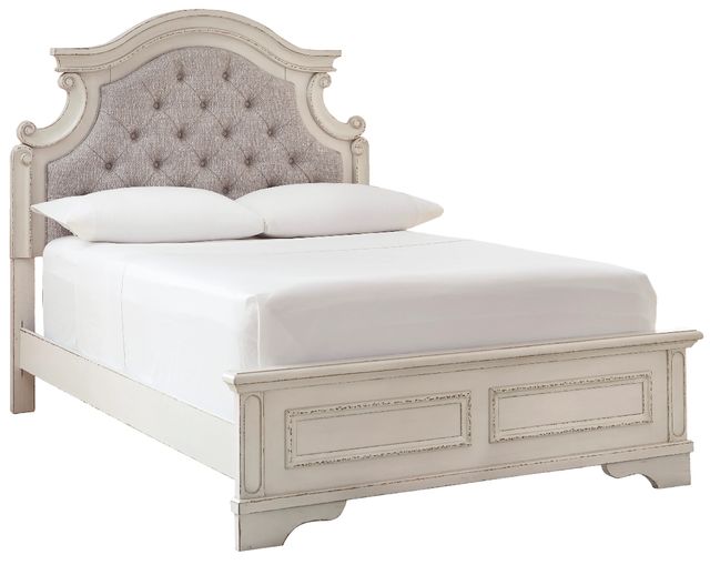 Signature Design by Ashley® Realyn Beige/Chipped White Full Upholstered Panel Headboard-2