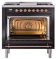 Ilve® Nostalgie II Noblesse 36'' Glossy Black Pro Style Dual Fuel Range with Copper Trim-1