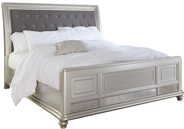 Signature Design by Ashley® Coralayne 4-Piece Gray Queen Upholstered Sleigh Bed Set-1