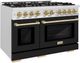 ZLINE Select Autograph Edition 48" Satin Stainless Steel Convection Pro Style Gas Range with Black Matte Door and Champagne Bronze Accents-2