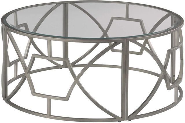 Hammary® Domaine Glass Top Round Coffee Table with Silver Base-0