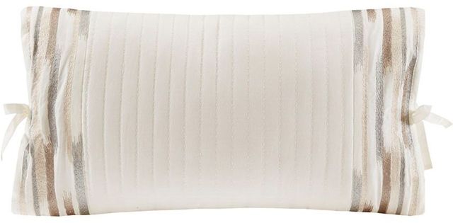 Olliix by N Natori White Hanae Embroidered Cotton Oblong Decorative Pillow-0