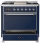 Ilve® Majestic III 36" Midnight Blue Pro Style Dual Fuel Natural Gas Range with Solid Door and Chrome Trim-2