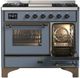 Ilve Majestic III 40" Blue Gray Pro Style Dual Fuel Liquid Propane Range with Triple Glass Door and Burnished Trim-3