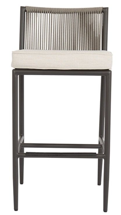 Sunset West Pietra Stone Gray Aluminum/Olefin Rope Outdoor Bar Stool with Echo Ash Cushion-1