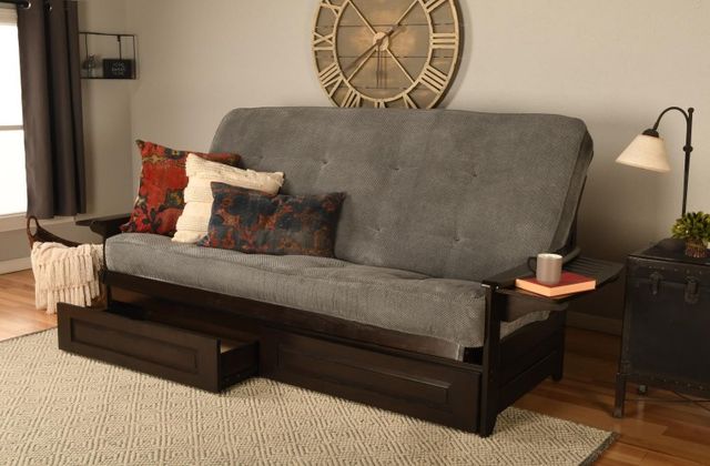 Kodiak Furniture Phoenix Marmont Thunder/Espresso Queen Storage Futon with Mattress-1