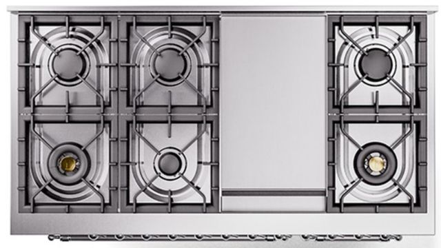 Ilve® Nostalgie II Noblesse 48'' White Pro Style Dual Fuel Range with Chrome Trim-3