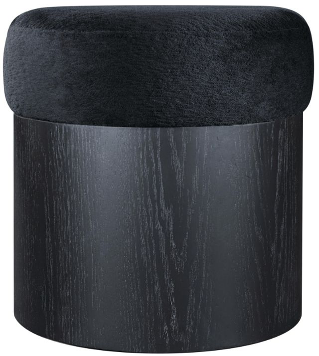 Meridian Furniture Nimes Black Velour Fur Ottoman-1