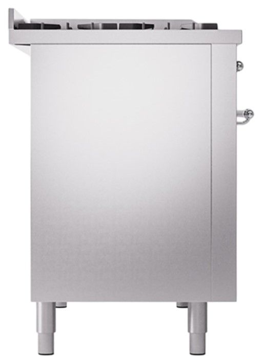 Ilve® Nostalgie II Noblesse 48'' Stainless Steel Pro Style Dual Fuel Range with Chrome Trim-2