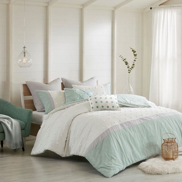 Olliix by Urban Habitat 7 Piece Ivory Full/Queen Myla Cotton Jacquard Duvet Cover Set-2