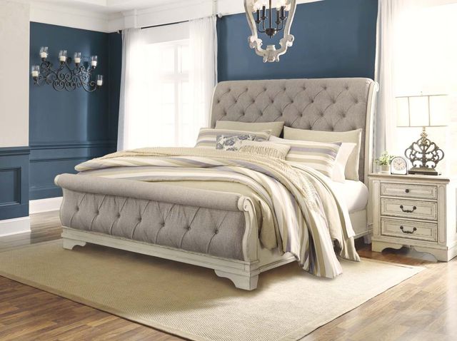 Signature Design by Ashley® Realyn Chipped White King Sleigh Bed-4