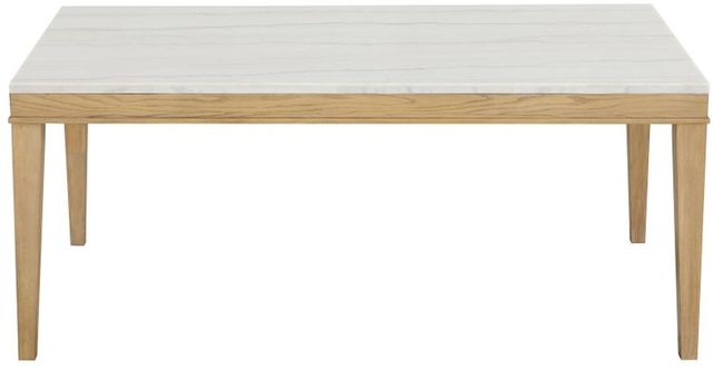 New Classic® Home Furnishings Essence White Marble Table Top with Natural Base-1