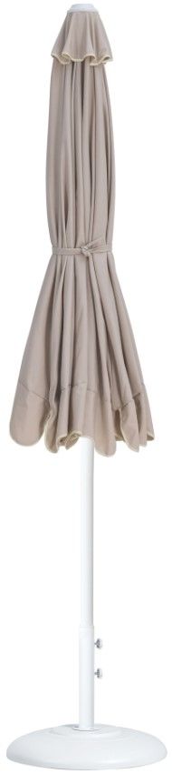 Meridian Furniture Amalfi Beige/Matte White Aluminum Outdoor Patio Umbrella and Round Base-1