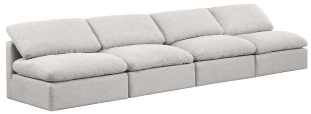 Meridian Furniture Indulge 4-Piece Cream Linen Armless Sectional-0