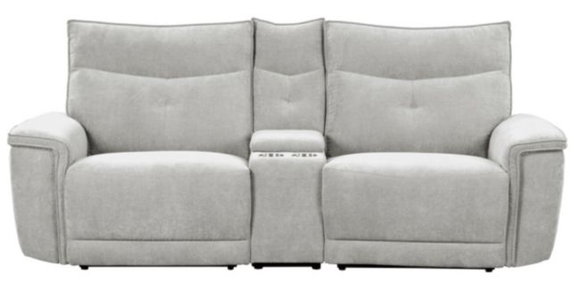 Homelegance® Tesoro Mist Gray Power Double Reclining Loveseat with Center Console and Power Headrests-2