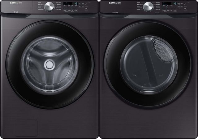 Samsung Fingerprint Resistant Black Stainless Steel Front Load Laundry Pair-0