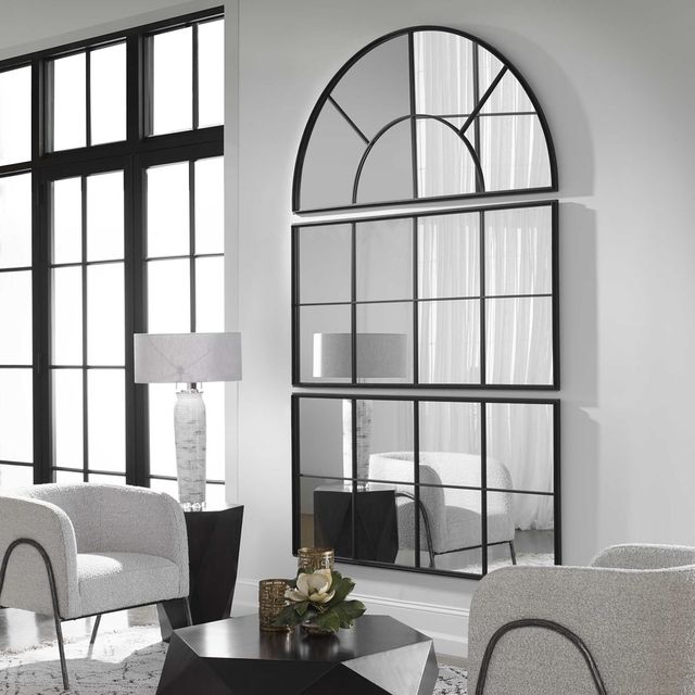 Uttermost® Rousseau Black Window Arch Mirror-1
